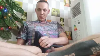 European Twink Strokes His Hard Cock Slowly