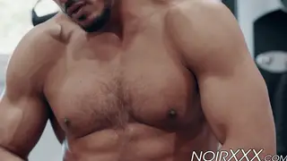 Muscular Black Hunk Strokes BBC in Gym Solo
