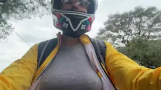 Busty Latina in Uniform Shows Off Outdoors