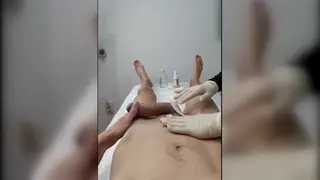 Busty Teen in Uniform Jerks Swollen Cock at Clinic