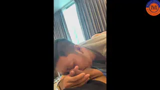 Asian Guy Deepthroats Uncut Cock in POV Blowjob