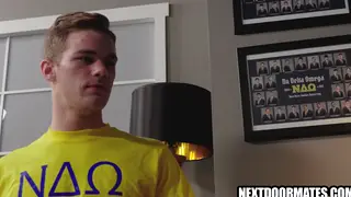 Frat Initiate Services Huge Cock for Brotherhood Entry