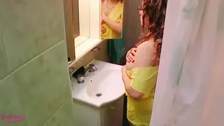 Latina Stepmom Squirts Hard During Standing Shower Sex
