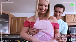 Mature Stepmom Takes Stepson Standing in Kitchen