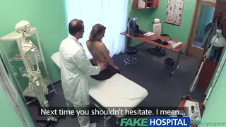 Busty Patient Examined by Doctor in Hospital Office
