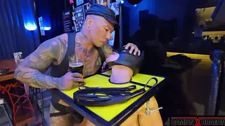 Inked Asian Muscle Stud Takes Bareback Bondage Pounding