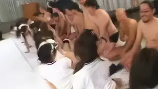 Asian Club Orgy Erupts in Cumshot Finale