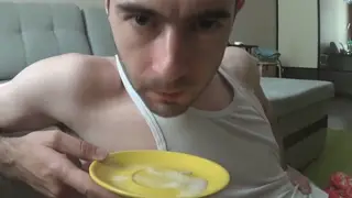Handsome Man Lets Saliva Drip Slowly for the Camera