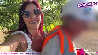 European MILF Gives Outdoor Blowjob and Takes a Facial