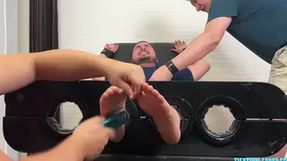 Hairy Bear Submits to Bondage and Foot Play With Two Daddies