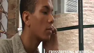 Latino Crossdresser in Stockings Gives Passionate Blowjob