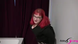 Redhead BBW Shows Off Pierced Body Before Golden Shower