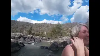 Mature Wife Gives a Risky Public Handjob by the River