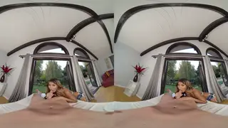 Petite Asian Teen Delivers Deep Blowjob in VR Outdoors