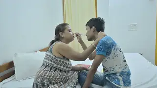 BBW Indian MILF Welcomes Teen Lover in Hotel for Rough Old-Young Sex