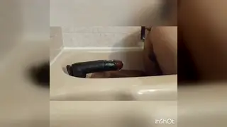 Guy Takes Massive Dildo and Fist in Bathroom
