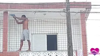 Curvy Woman Takes BBC Anally on Balcony Until Gaping Climax