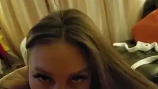 Busty Tattooed MILF Gives POV Blowjob and Rimming