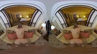 Redhead in Red Lingerie Rides Client in VR