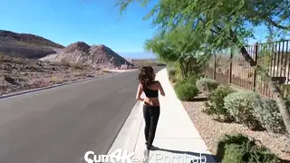 Petite Brunette Jogger Picked Up for Rough Sex