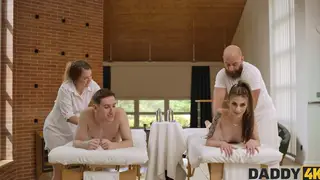 Tattooed Brunette Cheats During a Sensual Massage