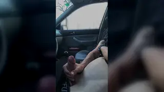 European Twink Jerks His Big Uncut Dick in Public Parking Lot