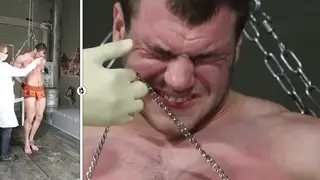 Nervous Patient Submits to Doctor's First Examination in Clinic