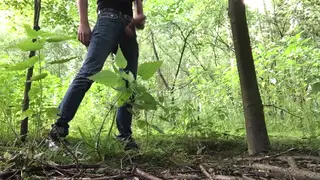 Solo Guy Strokes and Pisses Outdoors in Public Display