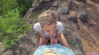 Blonde MILF Drains Instructor on Mountain Trail