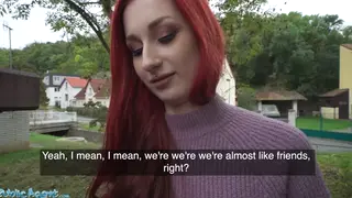 Redhead European Flashes Pierced Tits Before Outdoor Creampie