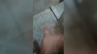 Young Amateur Strokes His Big Cock in Bathroom
