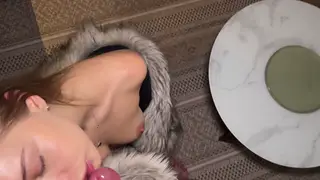 Blonde Hiker Drops to Her Knees on the Trail