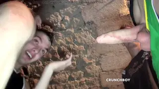 Twink Takes Two Massive Cocks in Basement Threesome