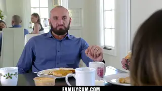 Petite Stepdaughter Teases Her Stepdad with Feet Before a Deep Blowjob
