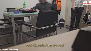 Uniformed Daddy Returns for a Blowjob and Handjob Finish