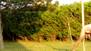 Guy Jerks Off Outdoors in the Garden