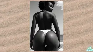 Ebony Teen Strips Nude on Sunny Beach