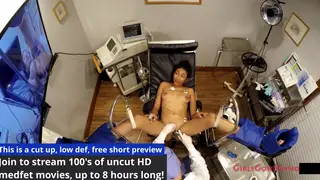 Brunette in Lingerie Tests Toys in a Hospital Setting