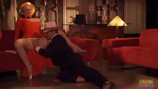 Busty Blonde MILF Rides Stranger on Couch in Cosplay