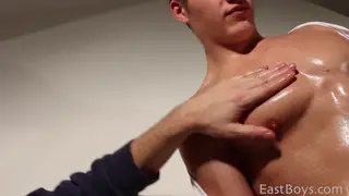 Muscular Twink Worshipped with Oil and Domination