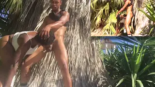Ebony Babe Gives Outdoor Blowjob Until He Finishes