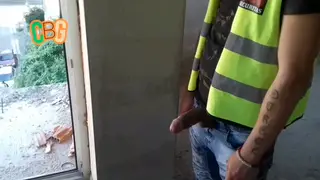 European Handyman Strokes His Big Cock Outdoors