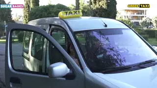 Brunette Driver Licks Passenger in Backseat Lesbian Session