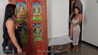 Latina Stepmom Joins Boyfriend for Lesbian Threesome