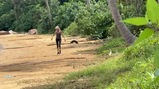 Blonde Latina Gives Handjob on Beach Until He Finishes Inside