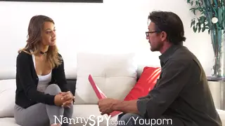 Brunette Nanny Seduces Household Member for Job Security