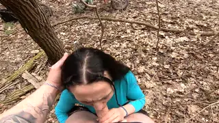 Petite Brunette Sucks Cock Outdoors Then Rides Hard