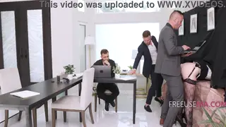 Petite Employee Shared Between Two Colleagues at Desk
