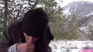 Curvy Latina Takes Rough Outdoor Sex in Freezing Weather