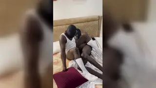 Ebony Twink Takes Bareback Ride From Muscular Older Partner